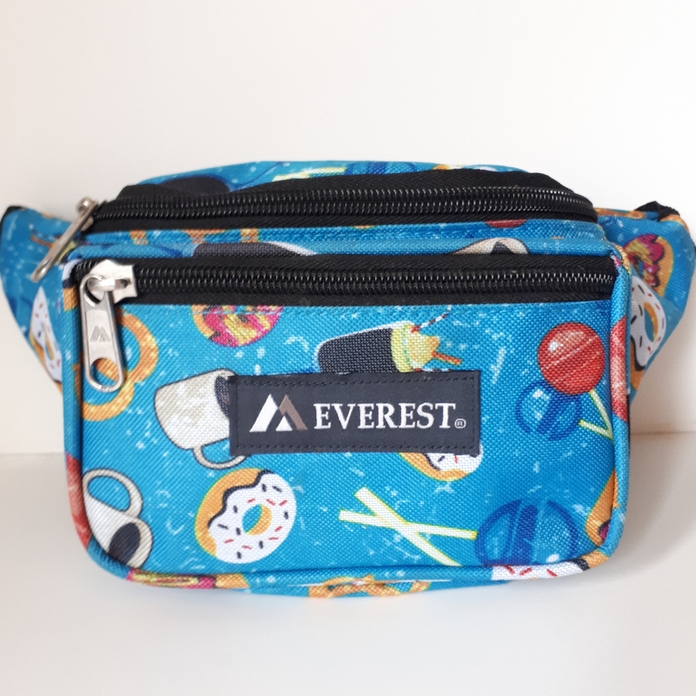 Everest Donuts Coffee Candy Print Blue Fanny Pack